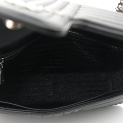 Prada Soft Calfskin Impunture Diagramme Medium Chain Flap Shoulder Bag Black 5 of 10
