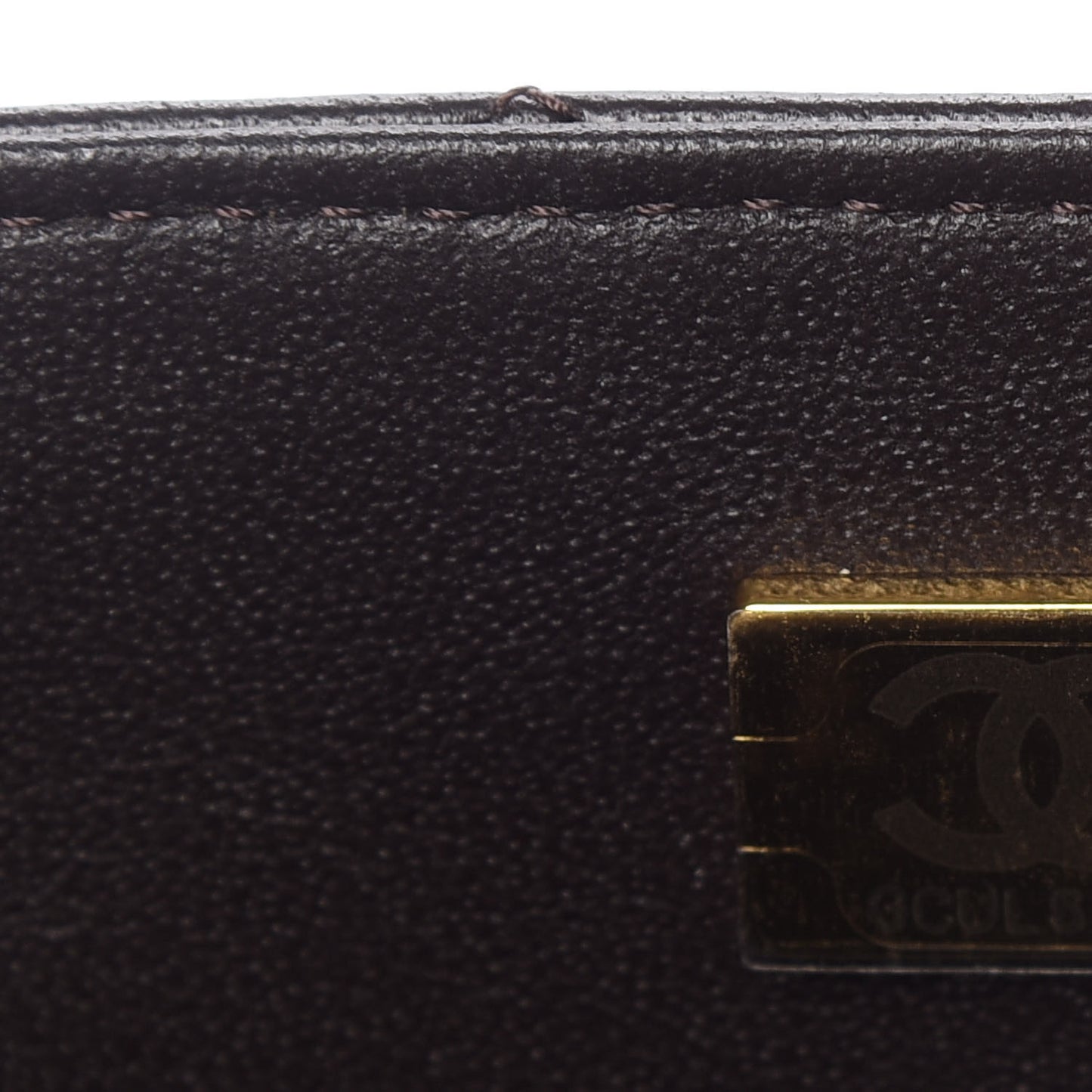 Lambskin Quilted Mini Rectangular Flap Dark Brown