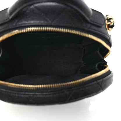 Chanel Caviar Quilted Small Round Vanity With Chain Black 5 of 9