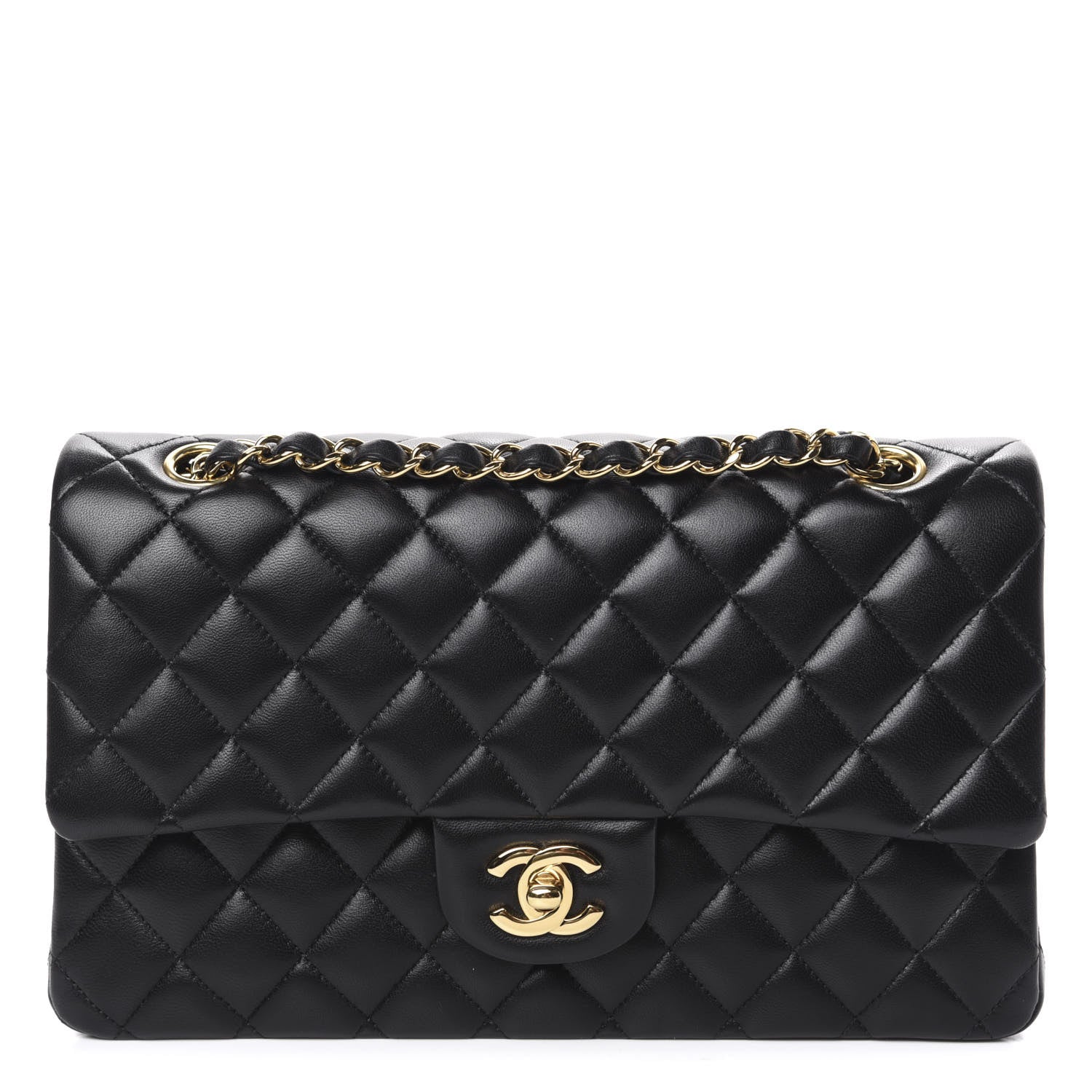 Chanel Lambskin Quilted Medium Double Flap Black 1 of 9
