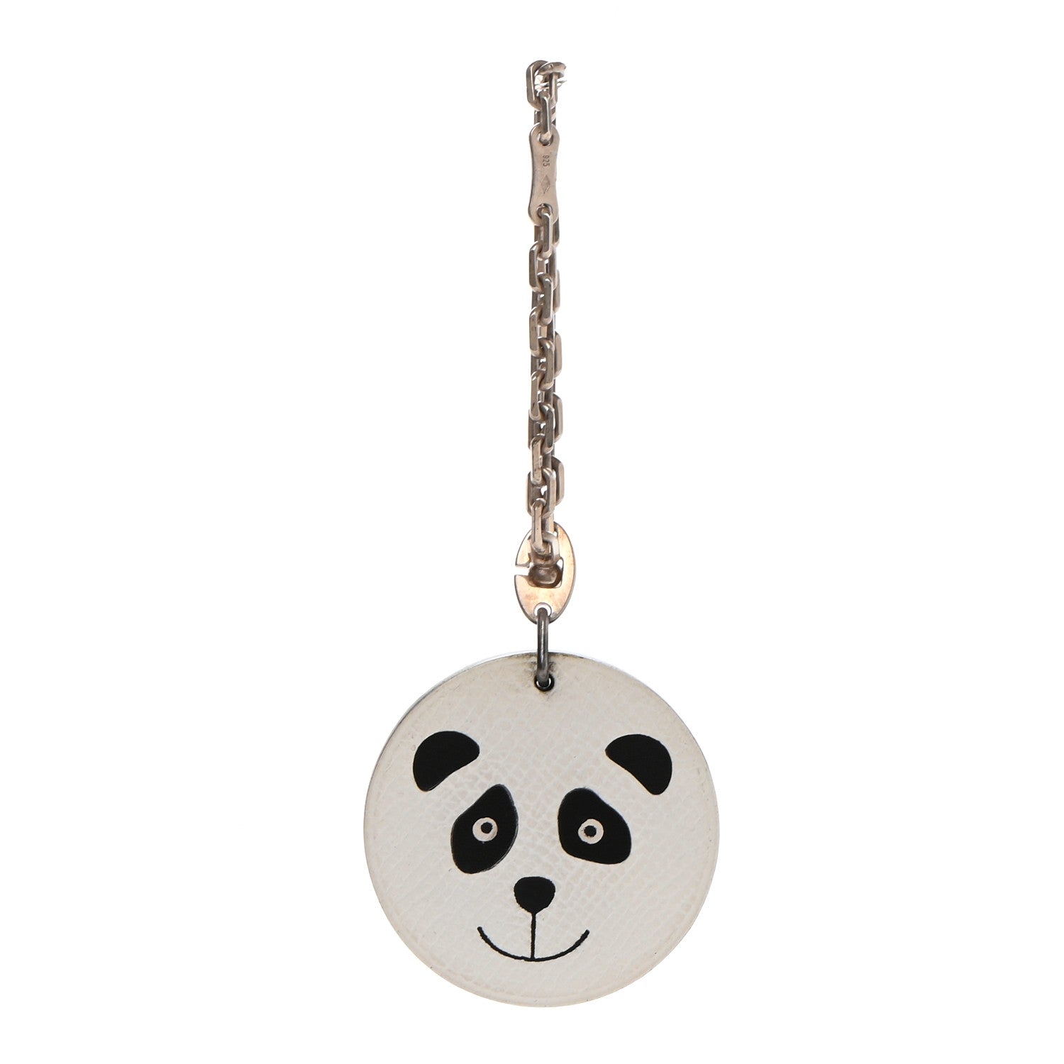 Hermes Epsom Panda Key Chain Bag Charm Black White 1 of 5