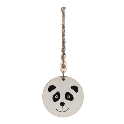 Hermes Epsom Panda Key Chain Bag Charm Black White 1 of 5