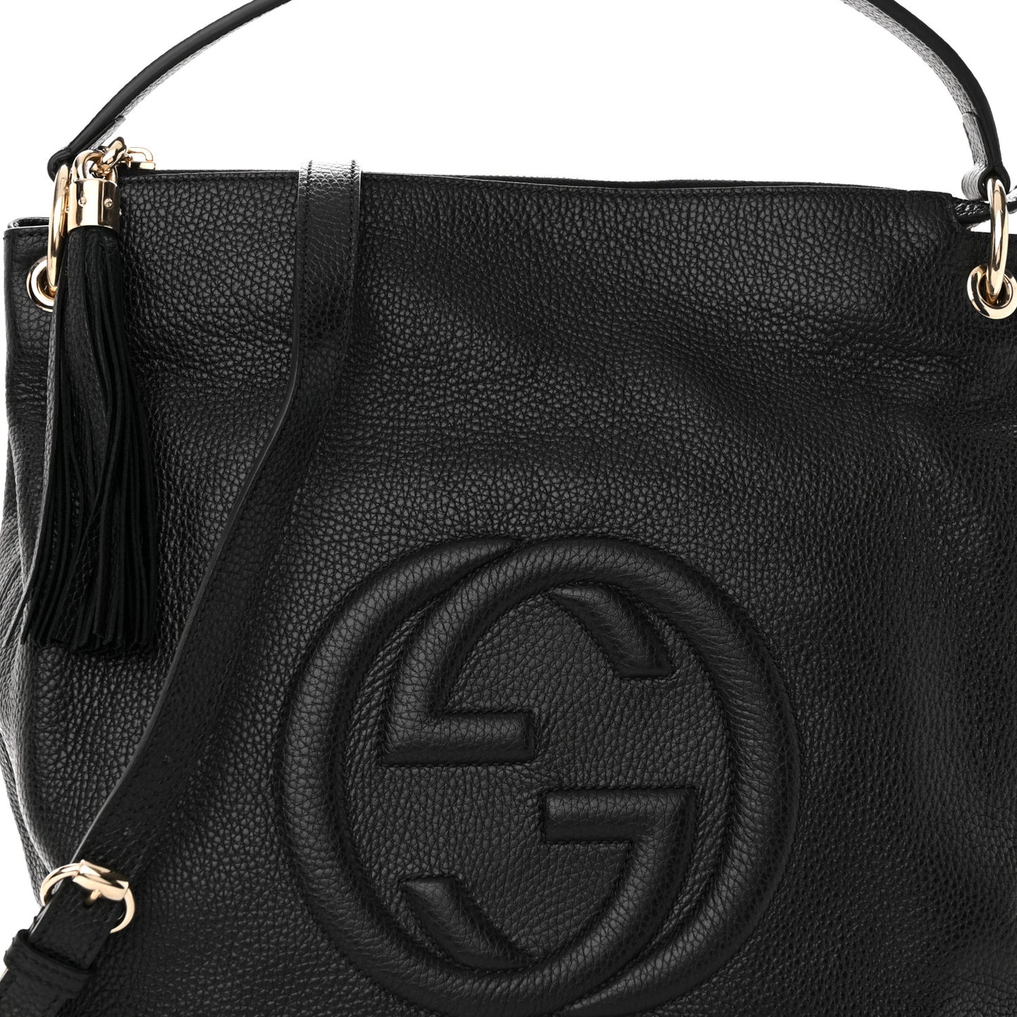 Pebbled Calfskin Large Soho Hobo Black