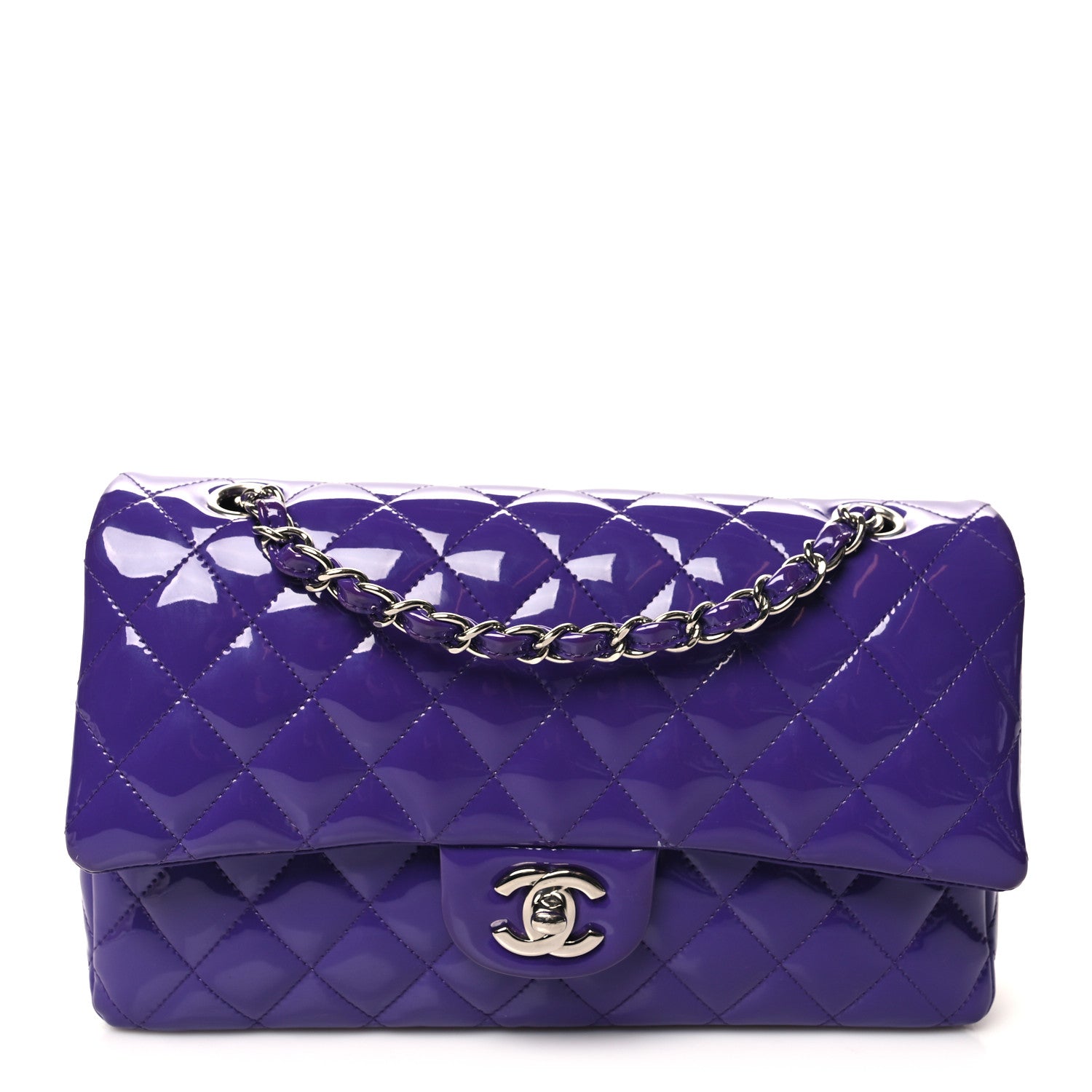 Chanel Patent Calfskin Quilted Medium Double Flap Purple 1 of 13