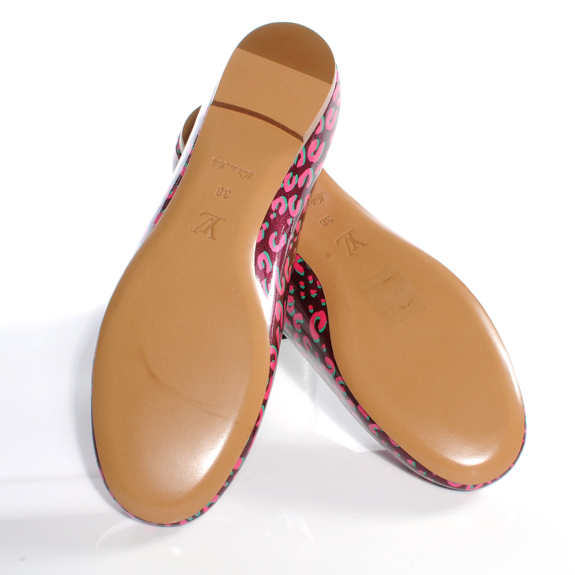 Louis Vuitton Patent Leopard Ballet Flats 38 Rouge Fauviste 4 of 7