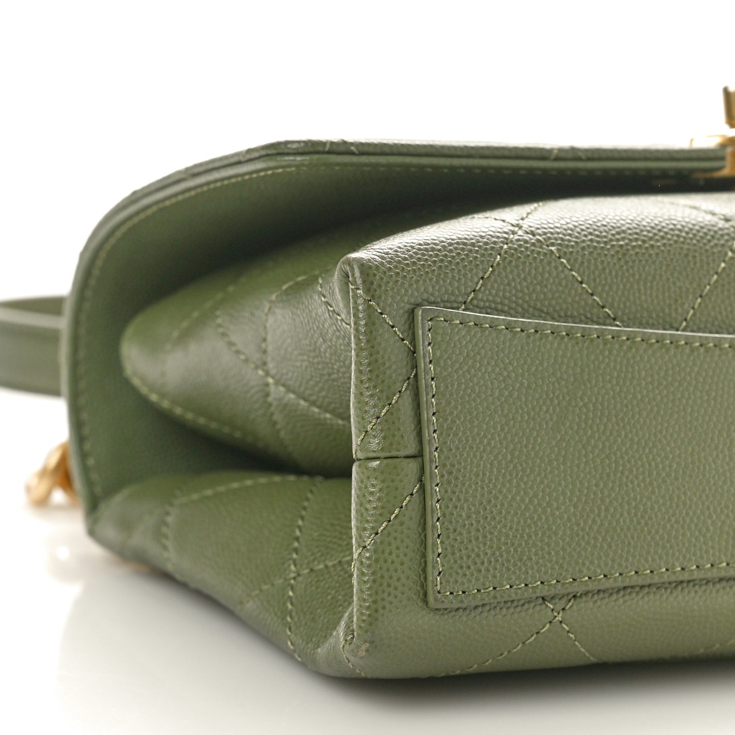 Caviar Quilted Mini Bracelet On Chain Flap Green