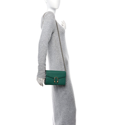 Gucci Calfskin Mini Dionysus Chain Wallet Emerald 2 of 10