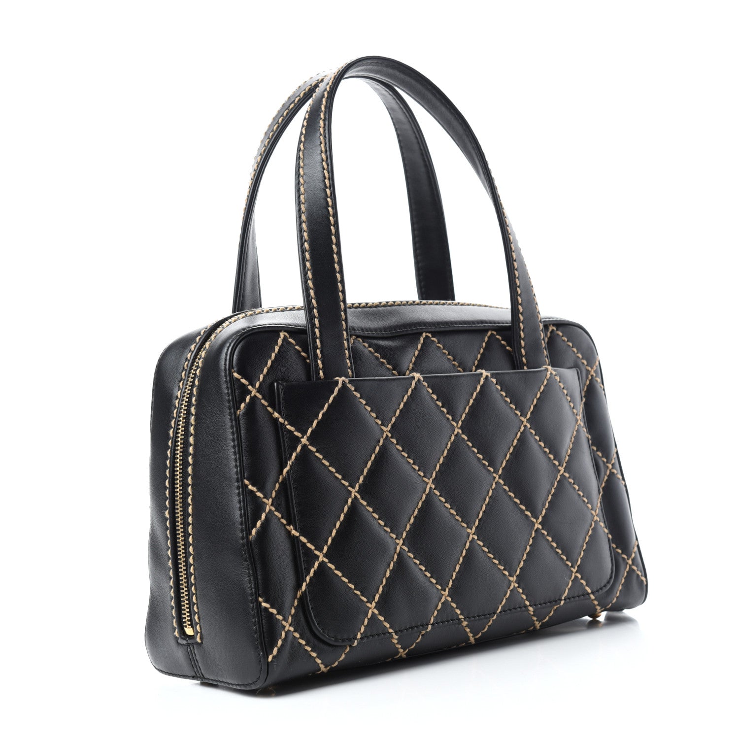 Chanel Calfskin Contrast Stitch Surpique Bowler Black 3 of 11