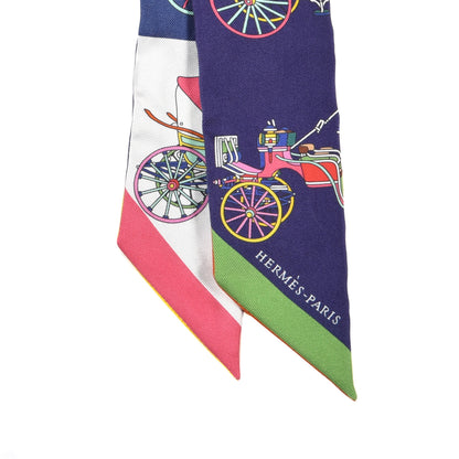 Hermes Silk Les Voitures Exquises Twilly Bleu Vert Multicolor 2 of 4