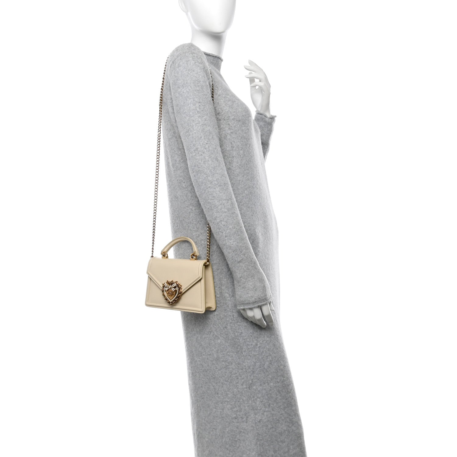 Dolce & Gabbana Smooth Calfskin Small Devotion Envelope Top Handle Bag Light Beige 3 of 11