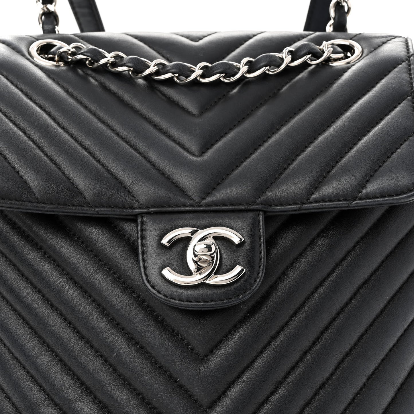 Calfskin Chevron Quilted Small Urban Spirit Backpack Black