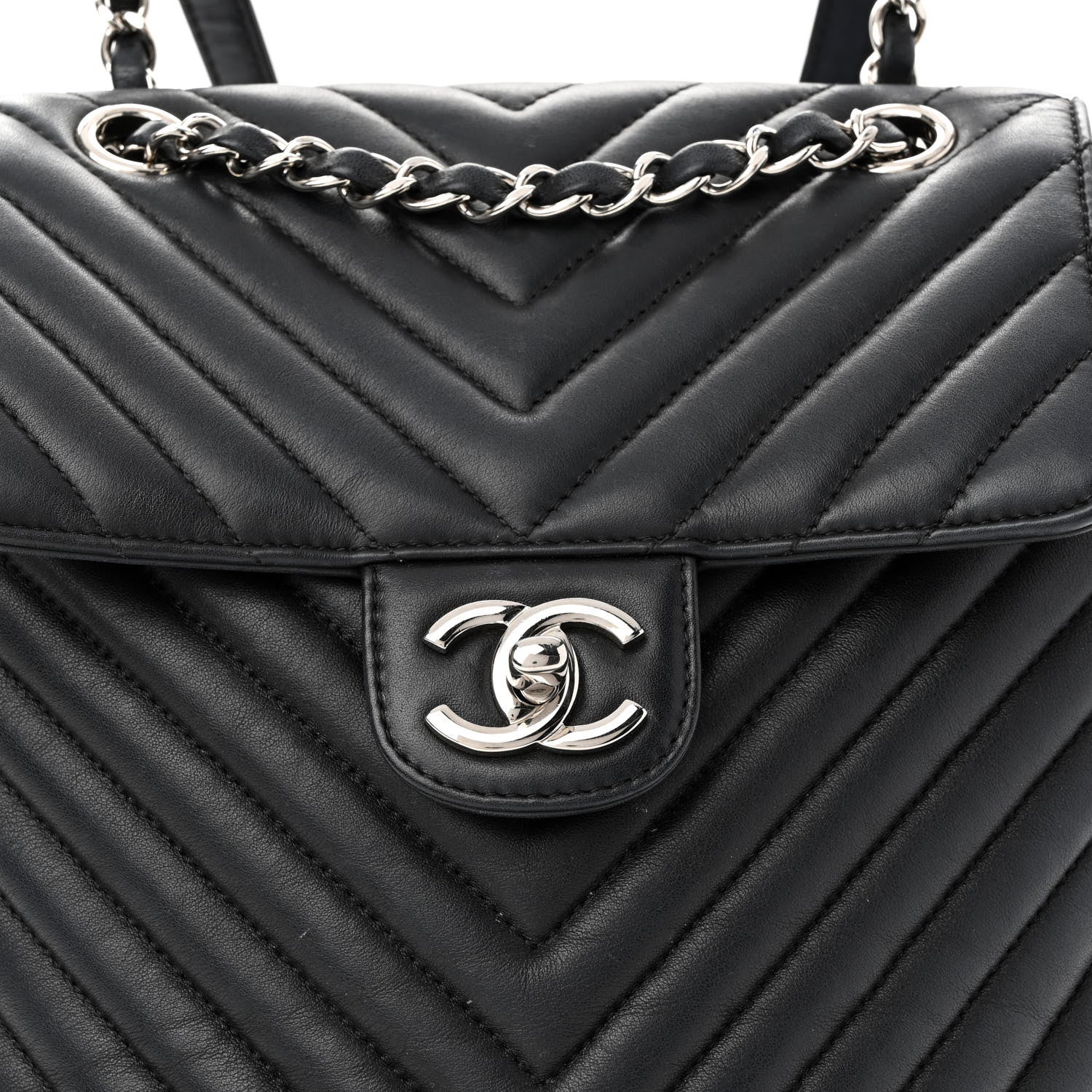 Chanel Calfskin Chevron Quilted Small Urban Spirit Backpack Black 8 of 10