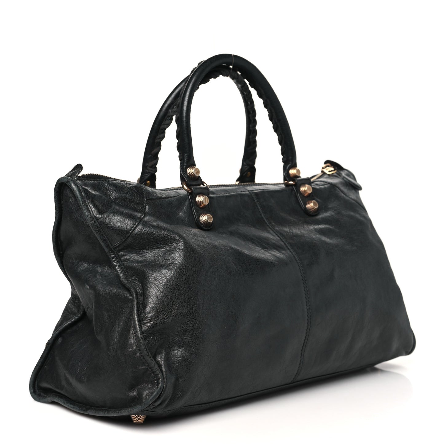 Agneau Giant 12 Rose Gold Hardware Weekender Black