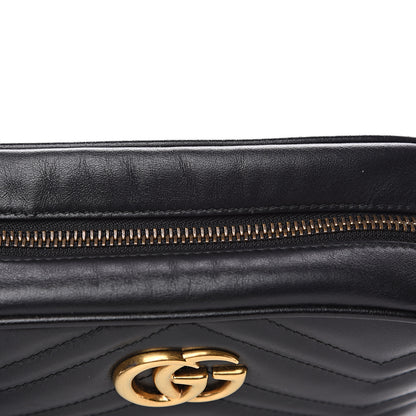 Gucci Calfskin Matelasse Mini GG Marmont Chain Shoulder Bag Black 8 of 12