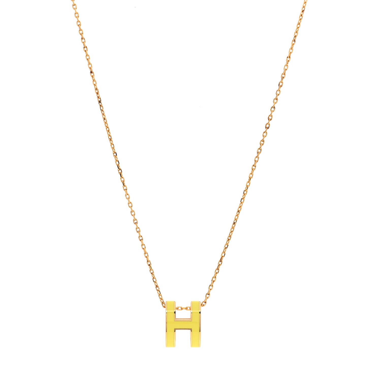 Lacquered Gold Pop H Pendant Necklace Mimosa