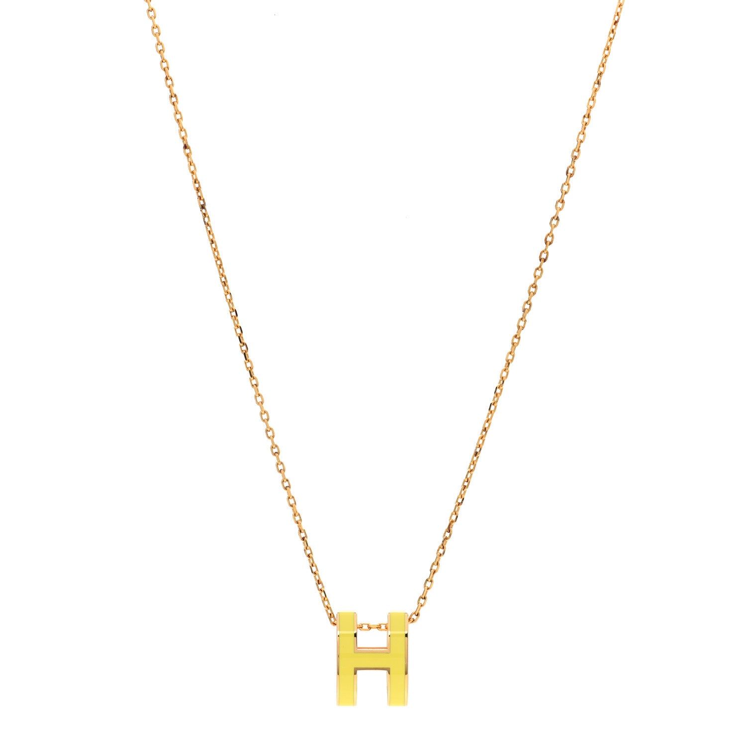 Hermes Lacquered Gold Pop H Pendant Necklace Mimosa 1 of 6