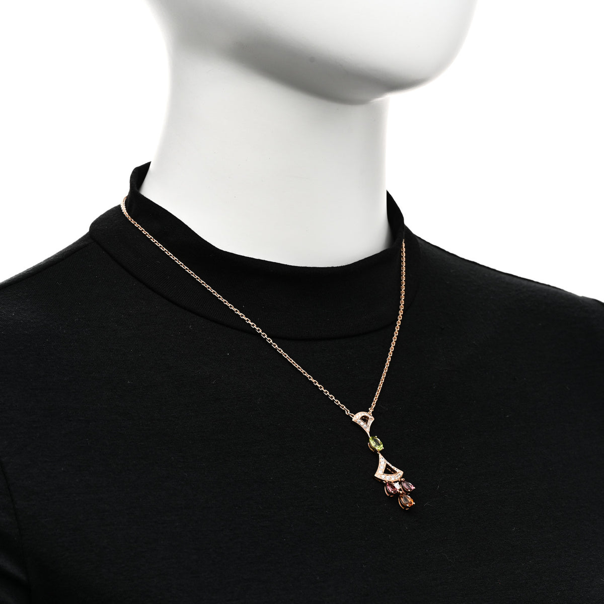 18K Rose Gold Diamond Pink Tourmaline Citrine Peridot Diva's Dream Pendant Necklace