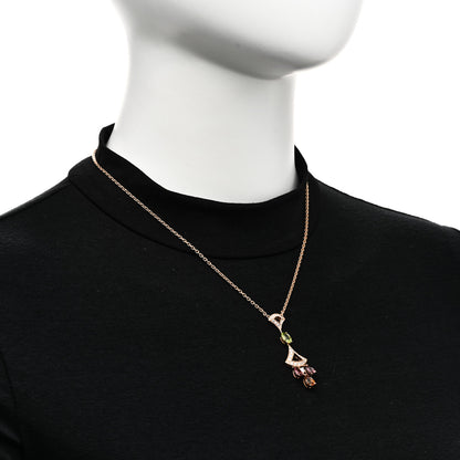 Bulgari 18K Rose Gold Diamond Pink Tourmaline Citrine Peridot Diva's Dream Pendant Necklace 2 of 7