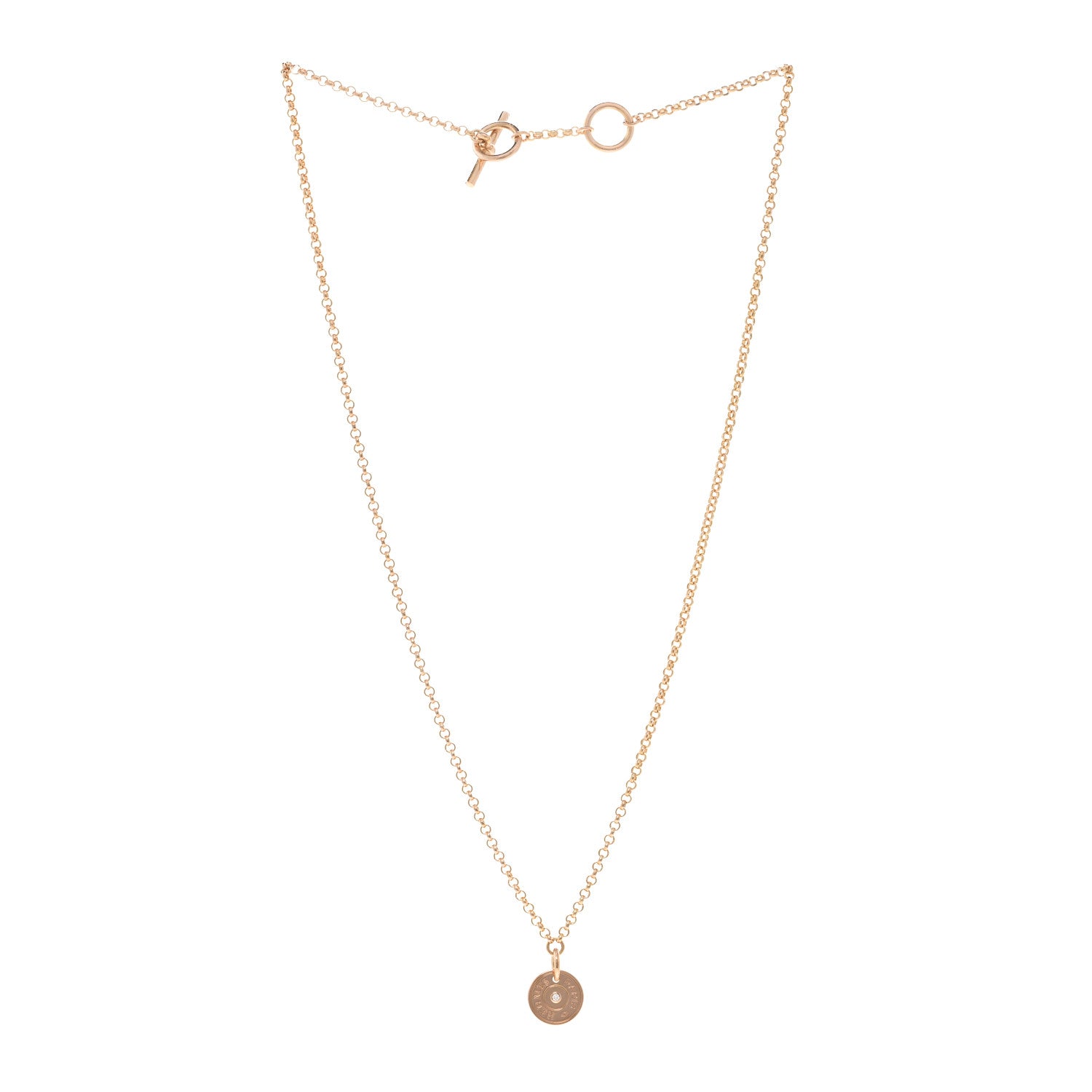 Hermes 18K Rose Gold Diamond Gambade Clou de Selle Necklace 3 of 5