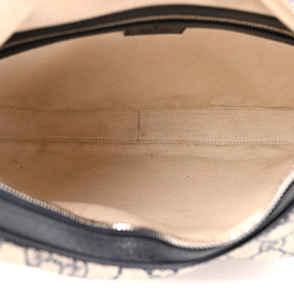 Gucci GG Supreme Monogram Textured Calfskin Web Large Attache Shoulder Bag Beige Blue 5 of 10