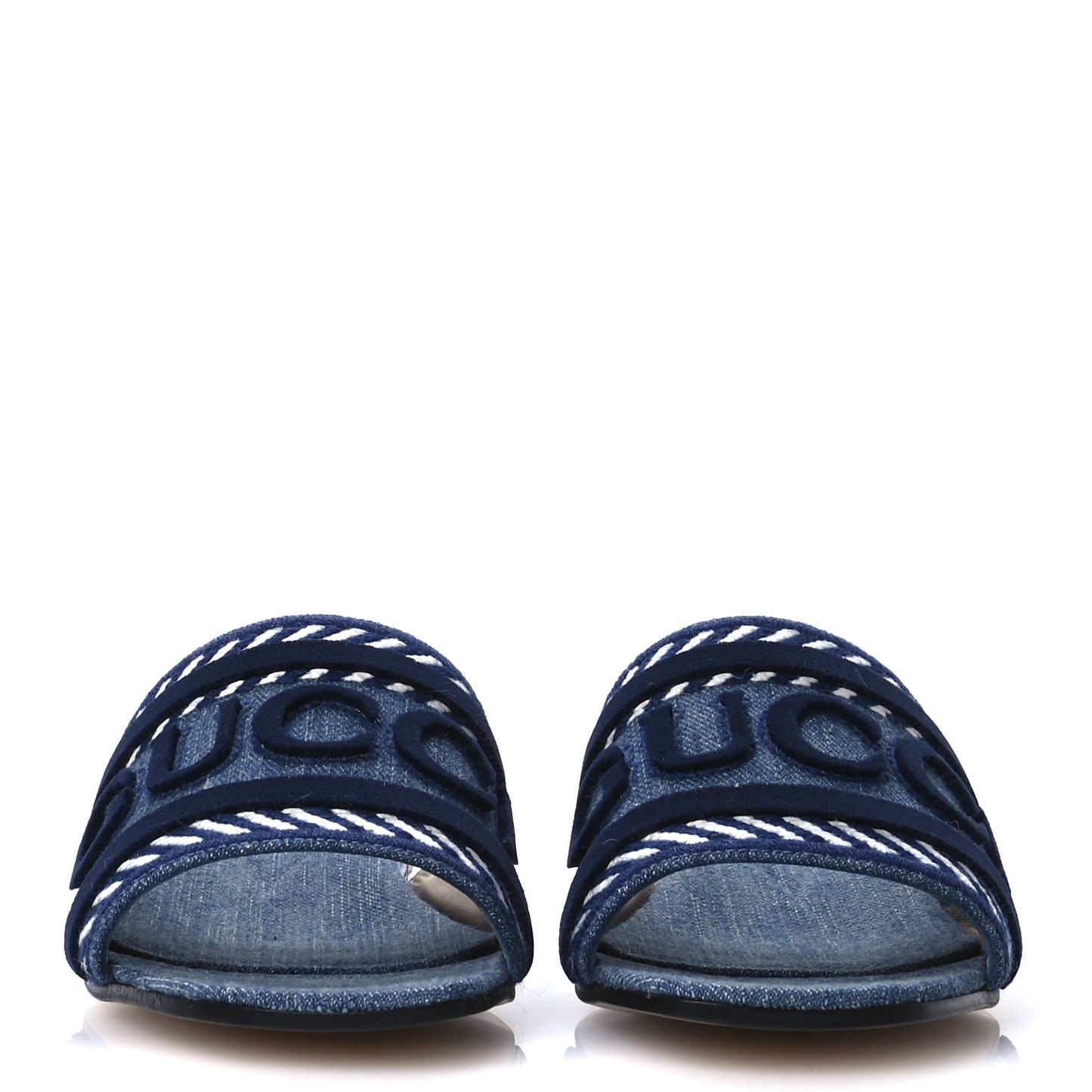 Plain Spain Denim Logo Slide Sandals 37 Light Blue