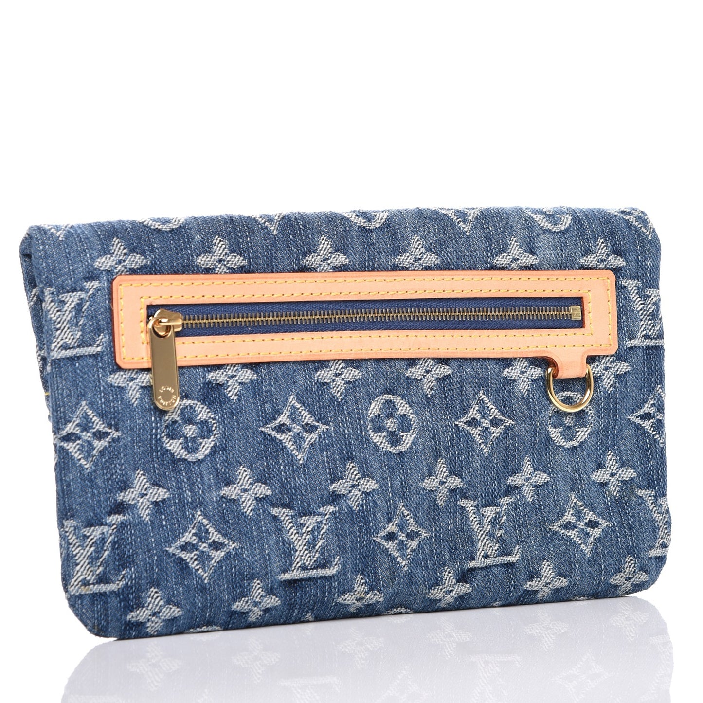 Monogram Denim Pochette Plat Clutch Blue
