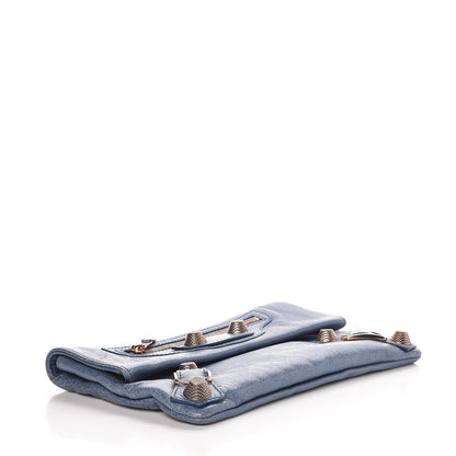 Balenciaga Agneau Giant 21 Gold Hardware Envelope Clutch Bleu Bleu 4 of 8