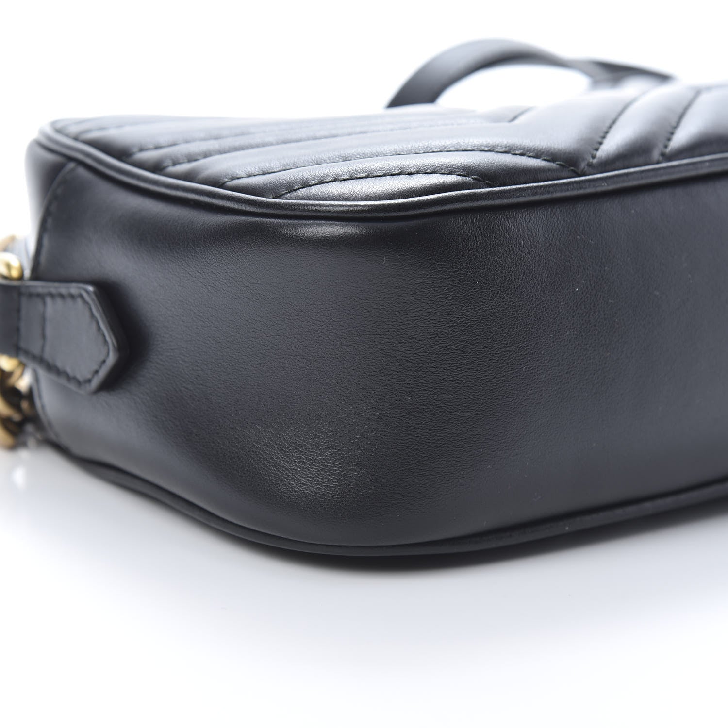 Gucci Calfskin Matelasse Small GG Marmont Chain Shoulder Bag Black 9 of 10