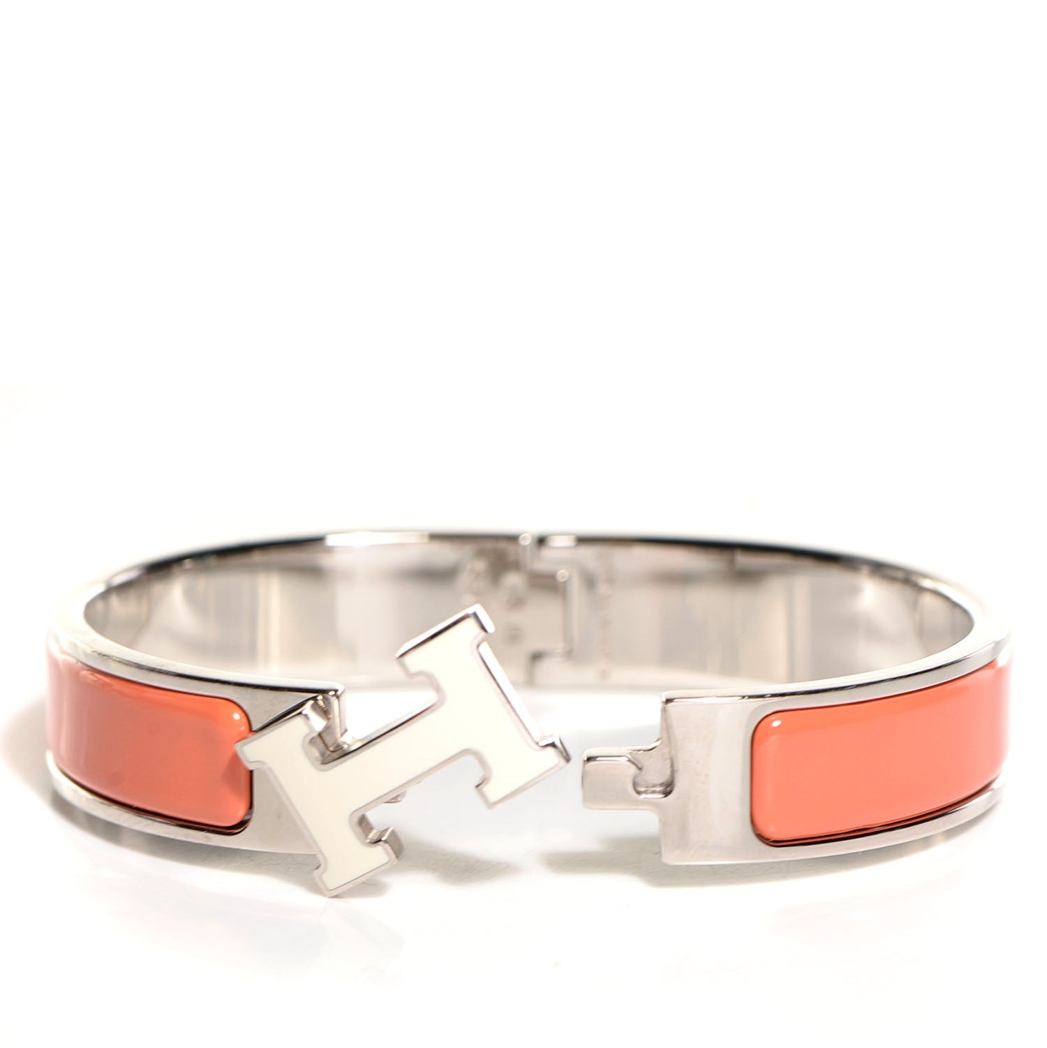 Hermes Enamel Narrow Clic H Bracelet PM White Mango 3 of 5