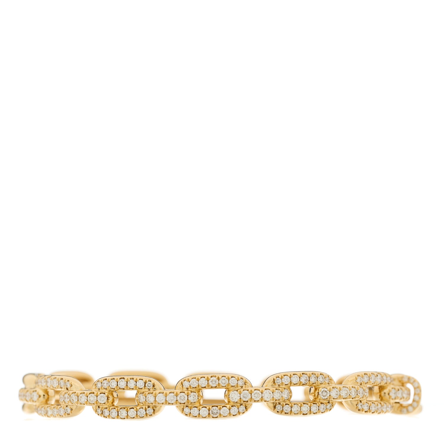 David Yurman 18K Yellow Gold Diamond 7mm Stax Chain Link Bracelet 1 of 4