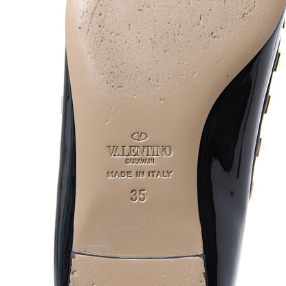 Valentino Garavani Patent Nappa Rockstud Ballerina Flats 35 Black Poudre 6 of 13