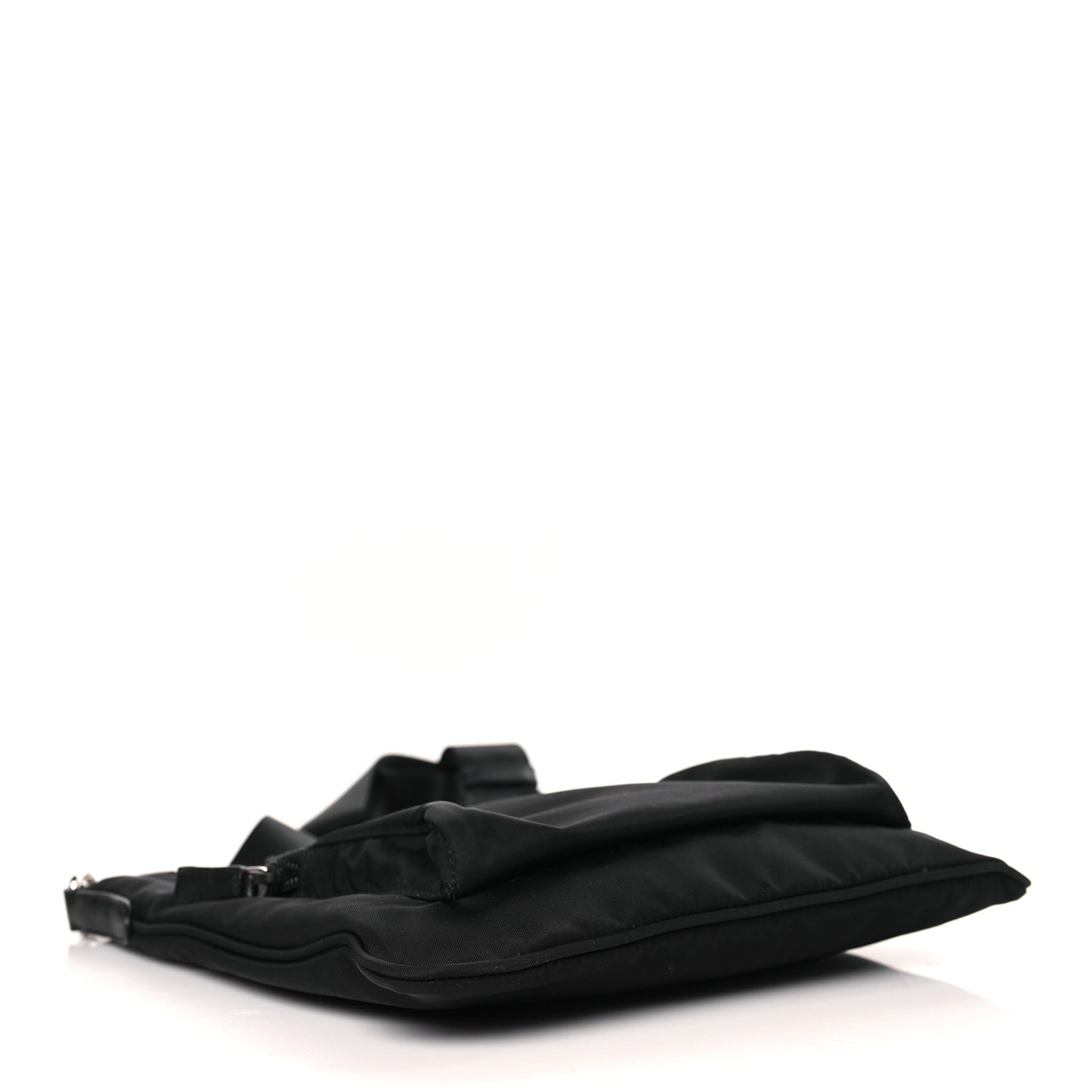 Tessuto Nylon Saffiano Flat Messenger Bag Black