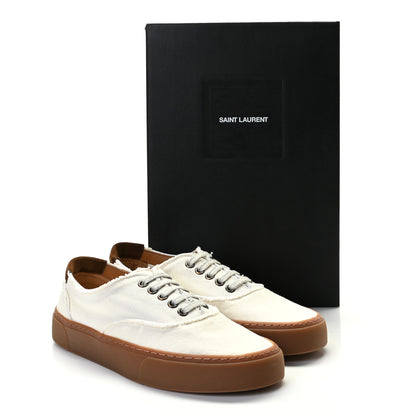 Saint Laurent Distressed Canvas Womens Venice Sneakers 38 White 17 of 18