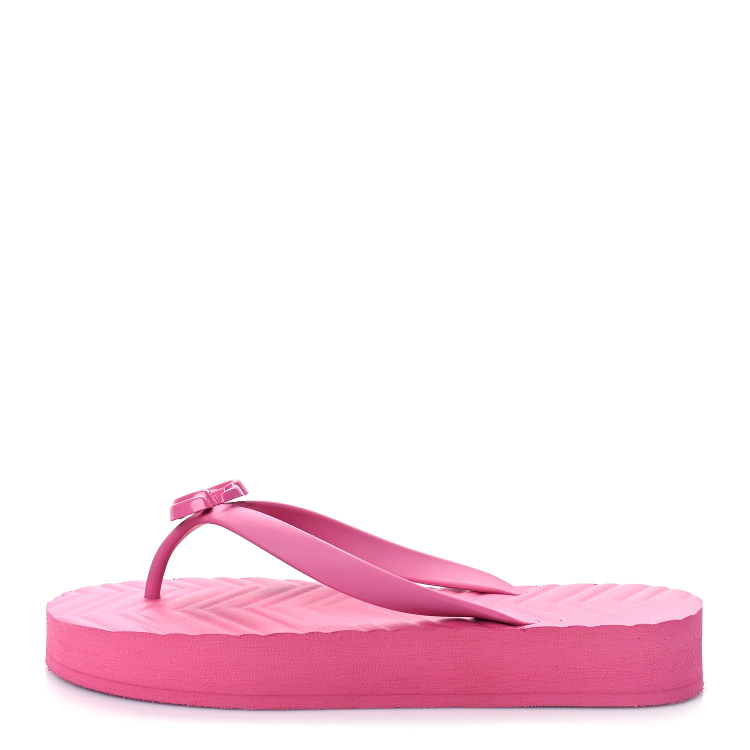 Gucci Rubber Chevron Womens GG Thong Sandals 38 Pink Tropical Flower 1 of 9
