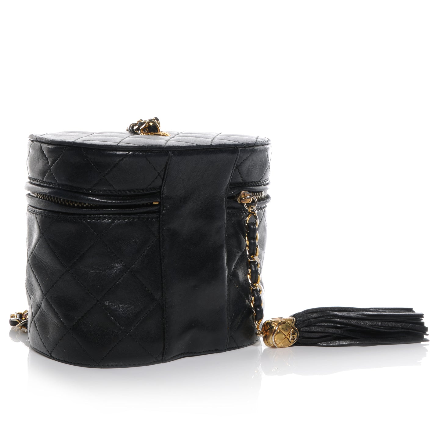 Lambskin CC Tassel Shoulder Bag Black