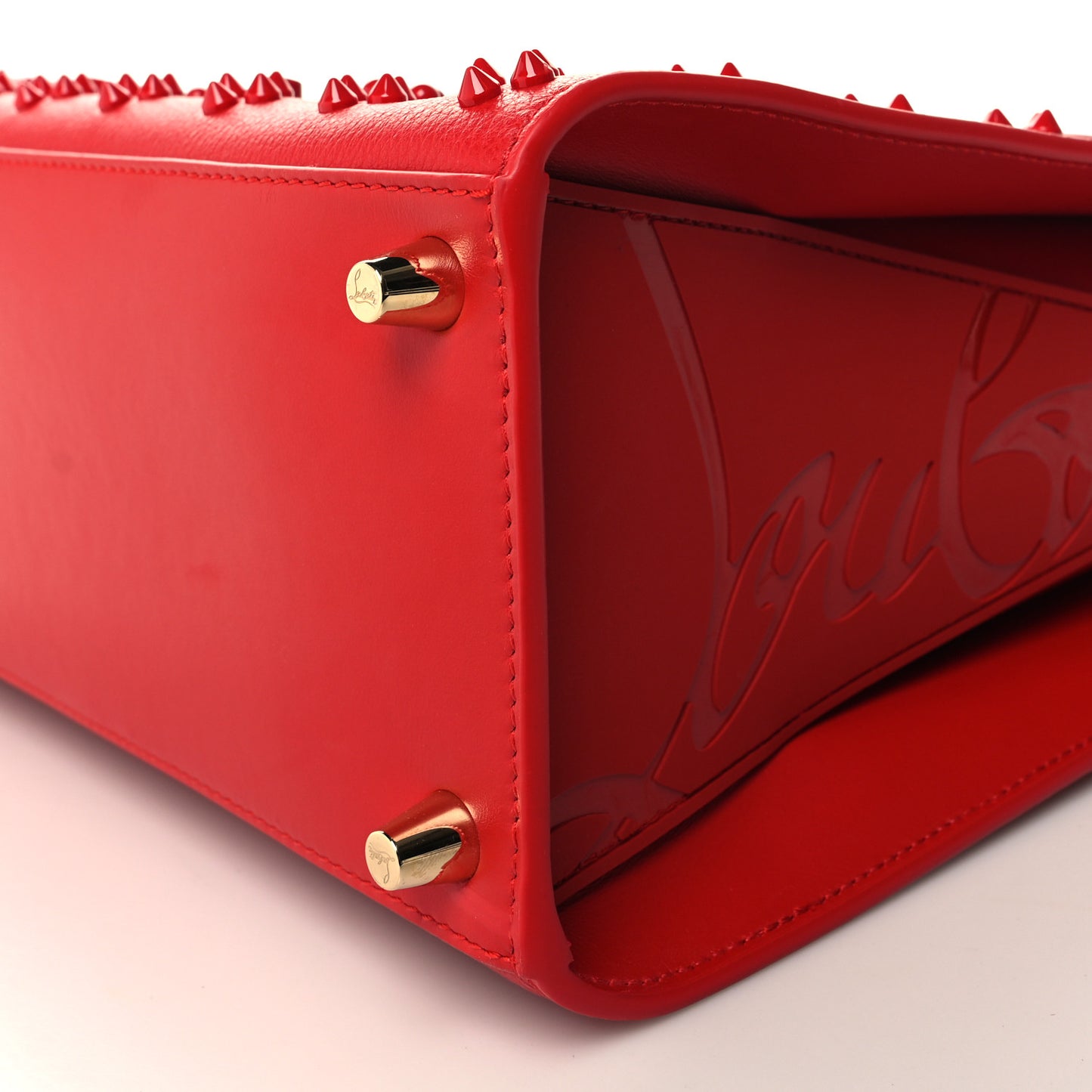Calfskin Spikes Loubinthesky Medium Paloma Red