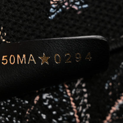 Christian Dior Canvas Embroidered Medium Cabinet De Curiosites Book Tote Black Multicolor 7 of 10