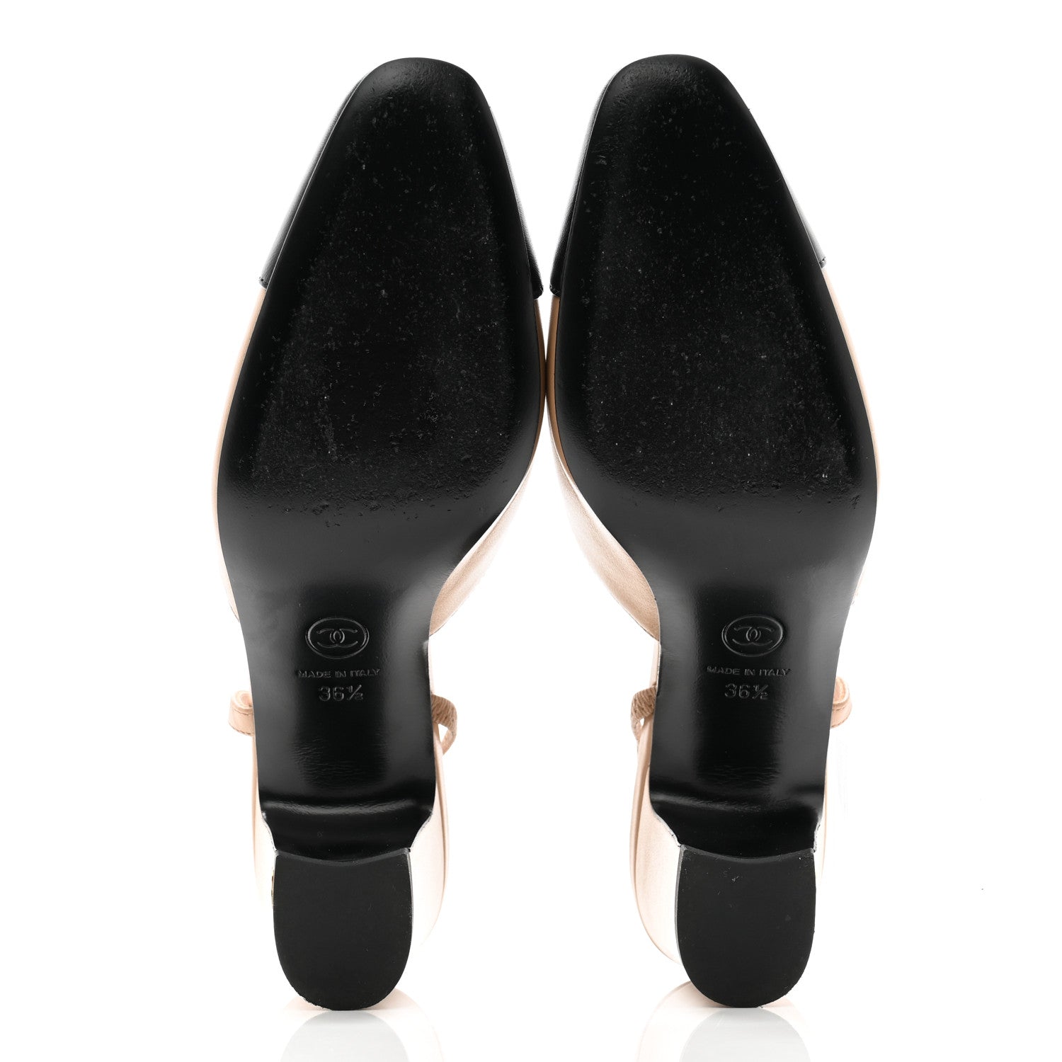 Chanel Lambskin Cap Toe CC Slingback Pumps 36.5 Dark Beige Black 10 of 20