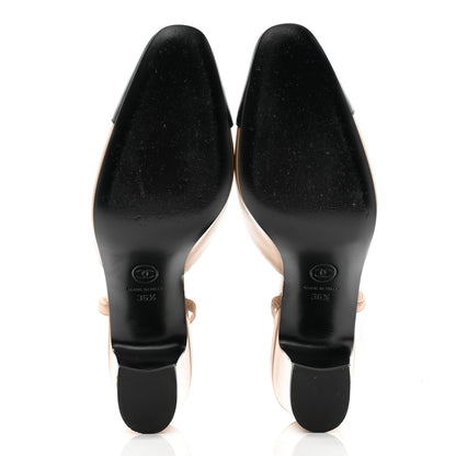 Chanel Lambskin Cap Toe CC Slingback Pumps 36.5 Dark Beige Black 10 of 20