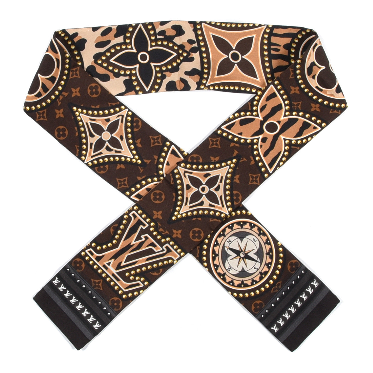Louis Vuitton Silk Monogram LV World Bandeau Brown 1 of 3