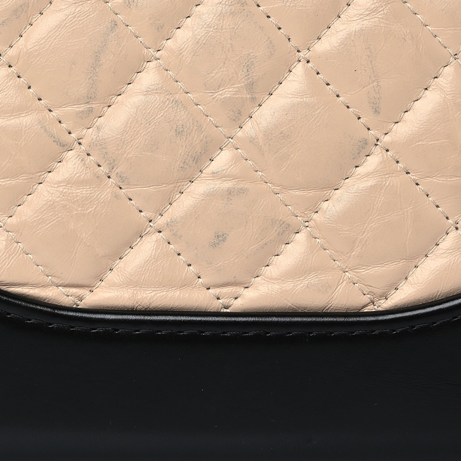 Chanel Aged Calfskin Quilted Small Gabrielle Clutch With Chain Beige Black 13 of 13