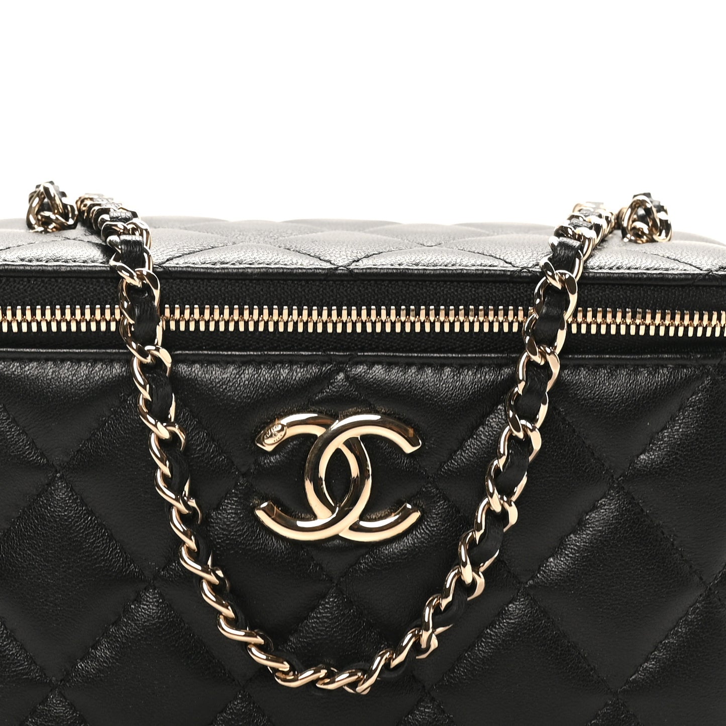 Lambskin Quilted Small CC Vanity Case Black