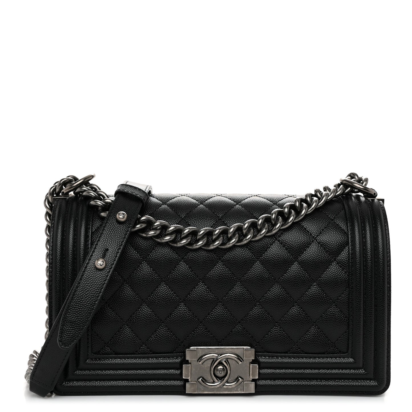 Caviar Quilted Medium Boy Flap Black