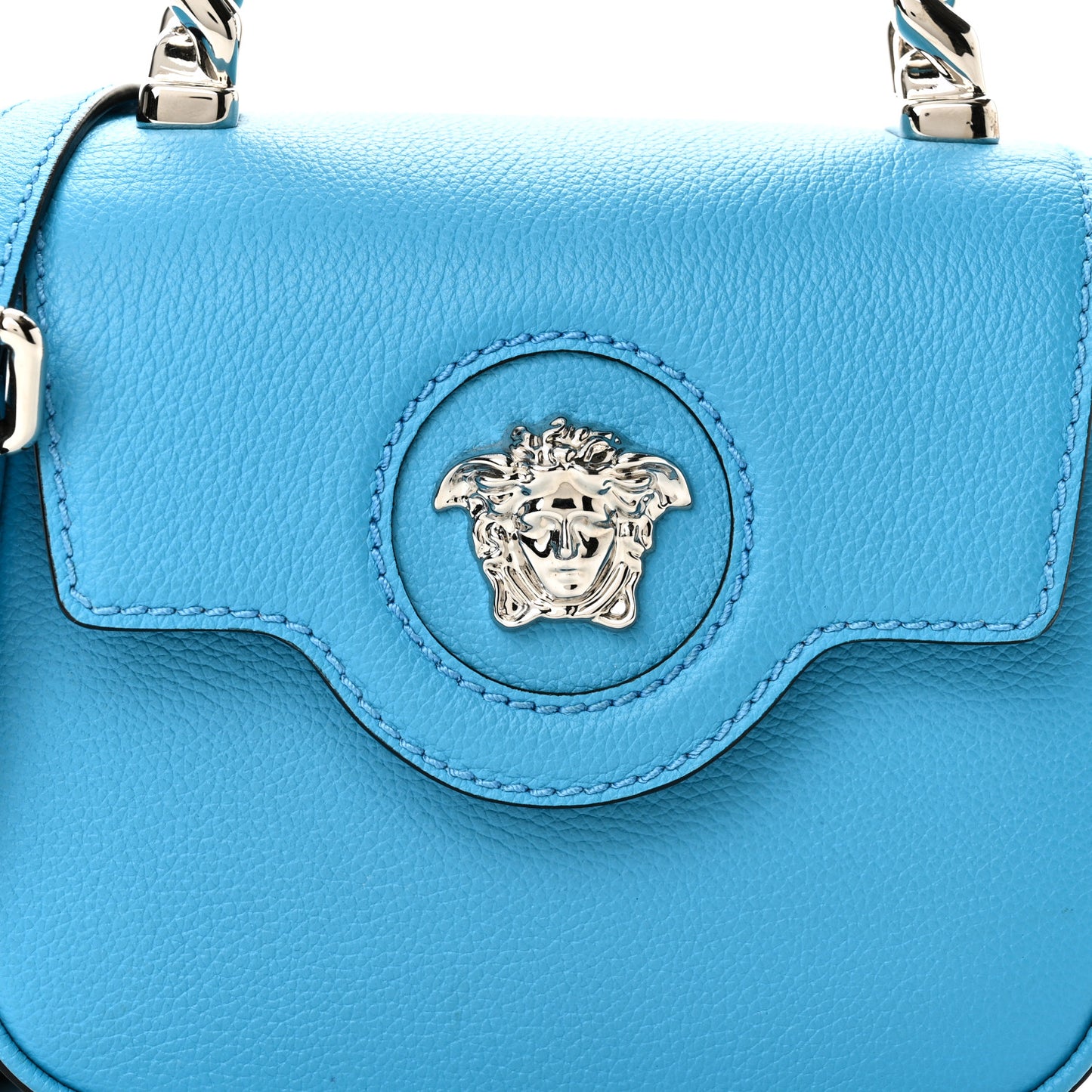 Grained Calfskin Mini La Medusa Bag Turquoise