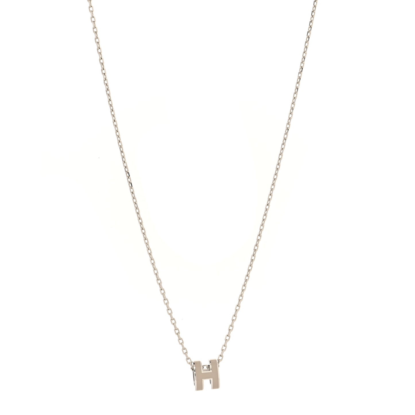 Palladium Mini Pop H Pendant Necklace Marron Glace