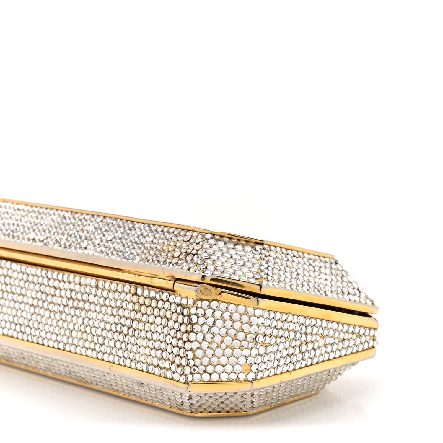 Judith Leiber Swarovski Crystal Minaudiere Clutch Silver Gold 8 of 13