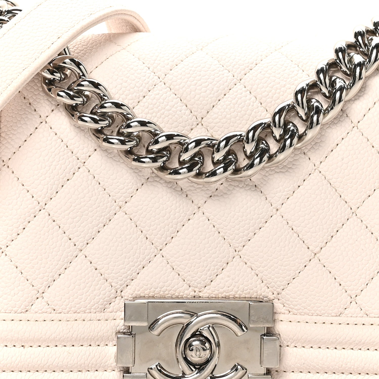 Chanel Caviar Quilted Small Boy Flap White 8 of 10