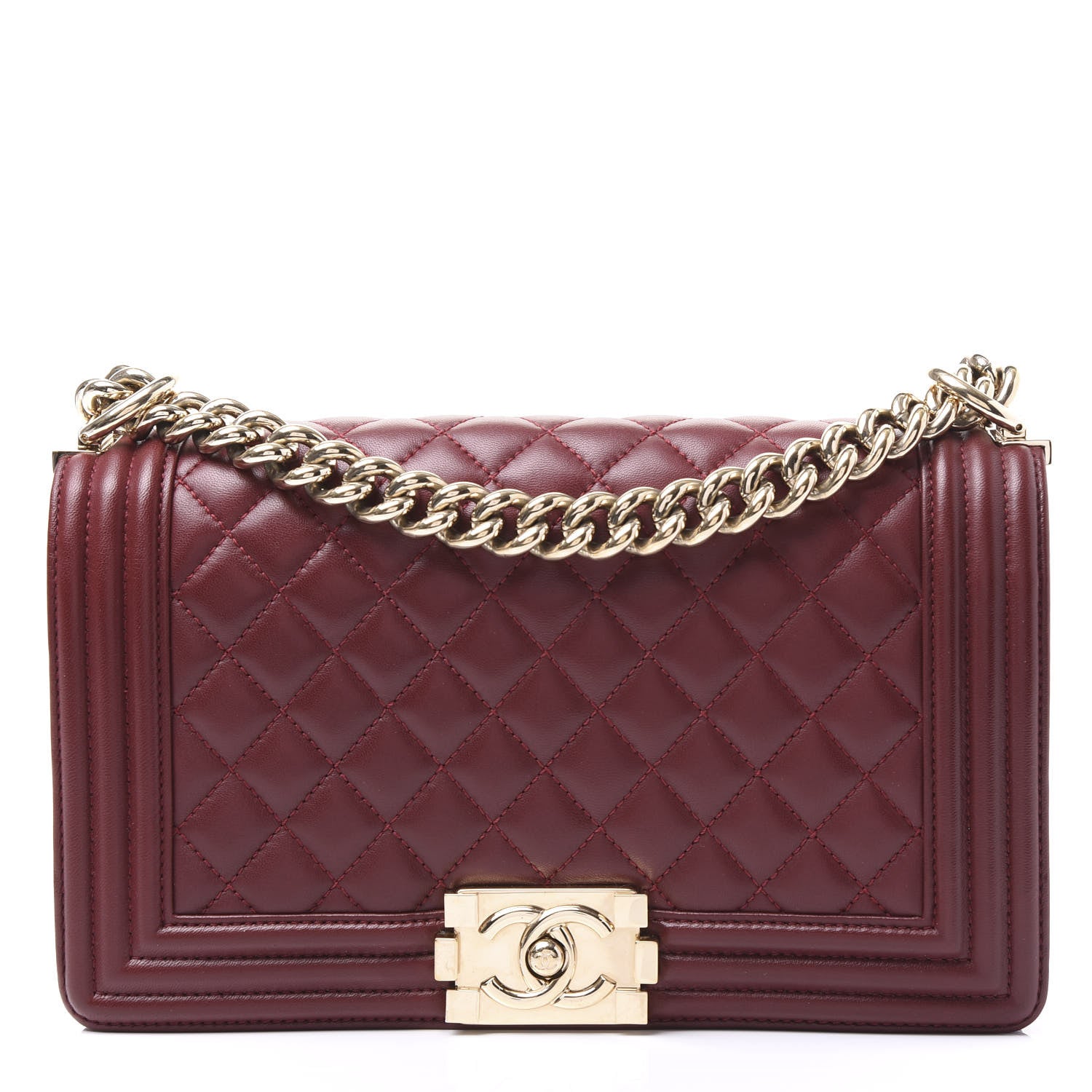 Chanel Lambskin Quilted Medium Boy Flap Burgundy 1 of 10
