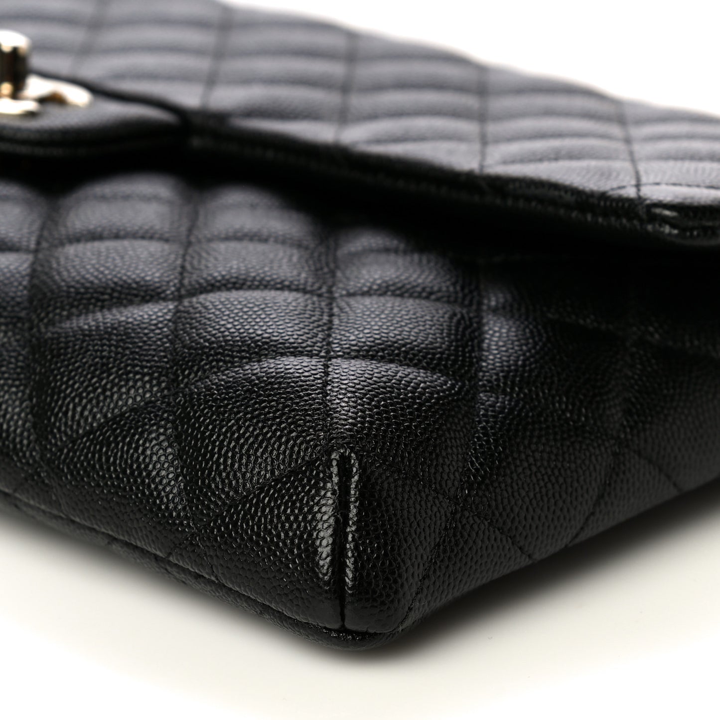 Caviar Quilted Flap Clutch Black