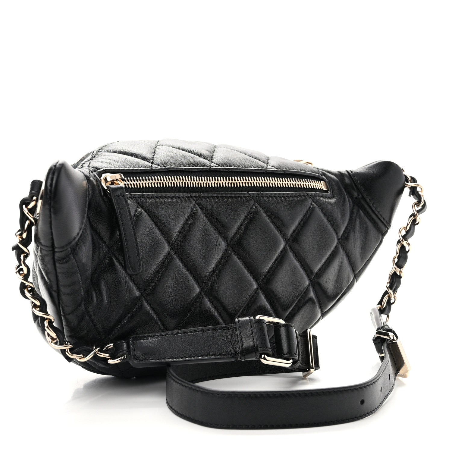 Chanel Lambskin Quilted Waist Bag Fanny Pack Black 2 of 13